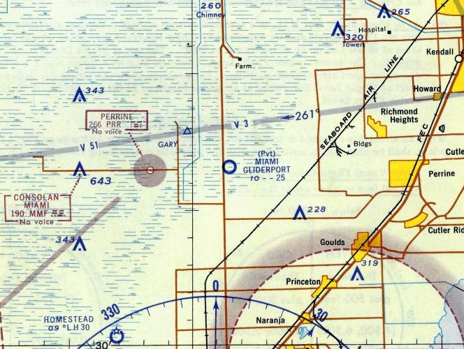 Miami Gliderport as depicted on the 1964 Miami Local aeronautical chart